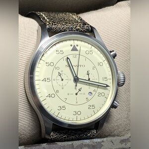 Szanto 2600 46mm Pilot Chronograph Watch Military Style